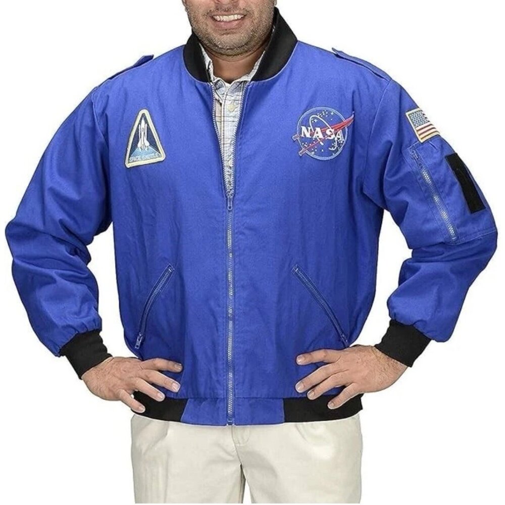 NASA Astronaut Bomber Jacket Adult Small Blue Get Real Gear Flight Suit NWT New